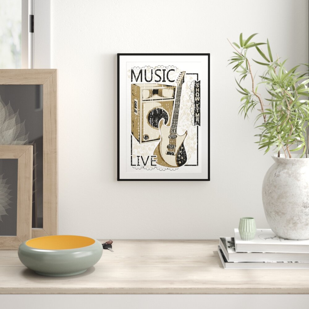 Gerahmtes Poster Live Music White