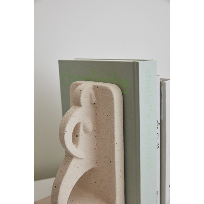 Off-White Ceramic Sculptural Bookend Set