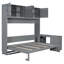 Grand lit escamotable mural avec bureau, tablettes de rangement et grandes armoires, design moderne peu encombrant, gris