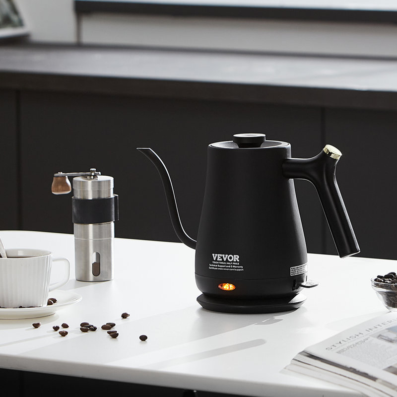 Black Stainless Steel 1L Electric Gooseneck Kettle