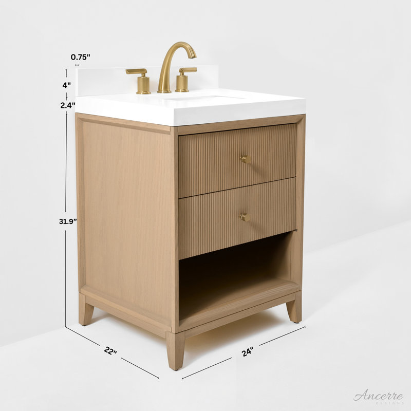 Momo 36" Freestanding Standard Single Bathroom Vanity with Top, Oak, 24"