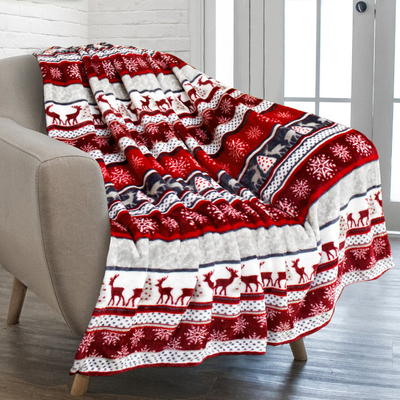 Jeté polaire  Reindeer Poinsettia