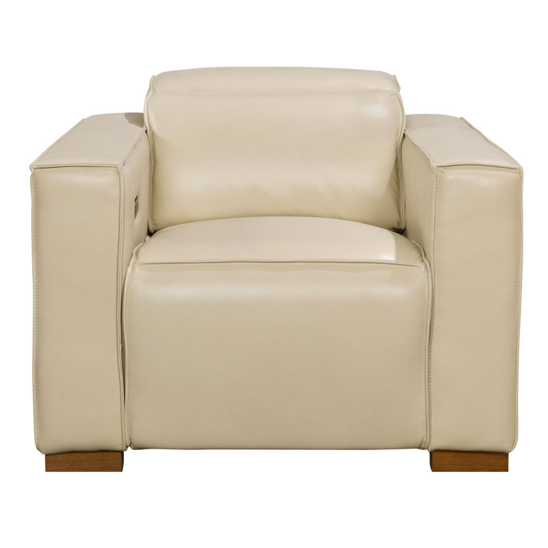 Riseholme Reclining Lounge Chair In Contemporary Beige Authentic Full-leather, Tan