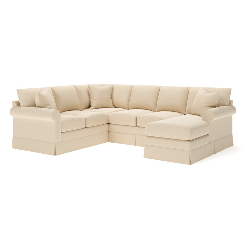 Friedman Upholstered Chaise U-Sectional, Canvas Flax Sunbrella® Canvas, Right Hand Facing