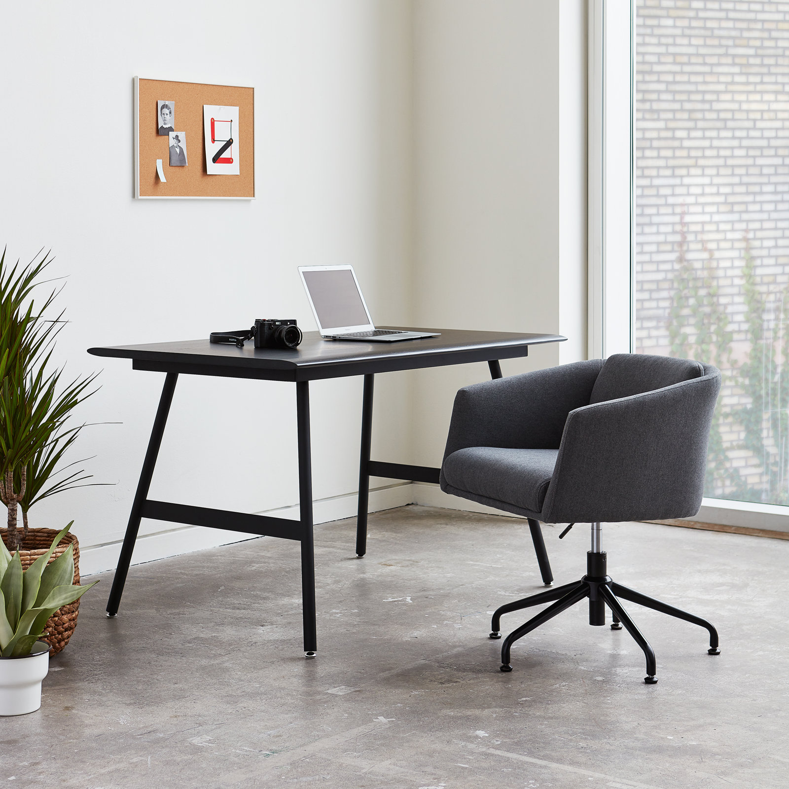 Envoy Writing Desk, 29.5" H x 50" W x 30" D, Black