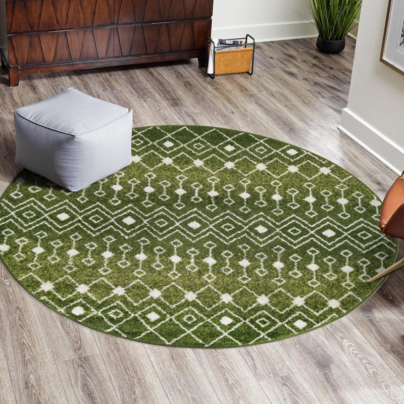 Somerville Geometric Indoor Rug, Round 3'1", Gray