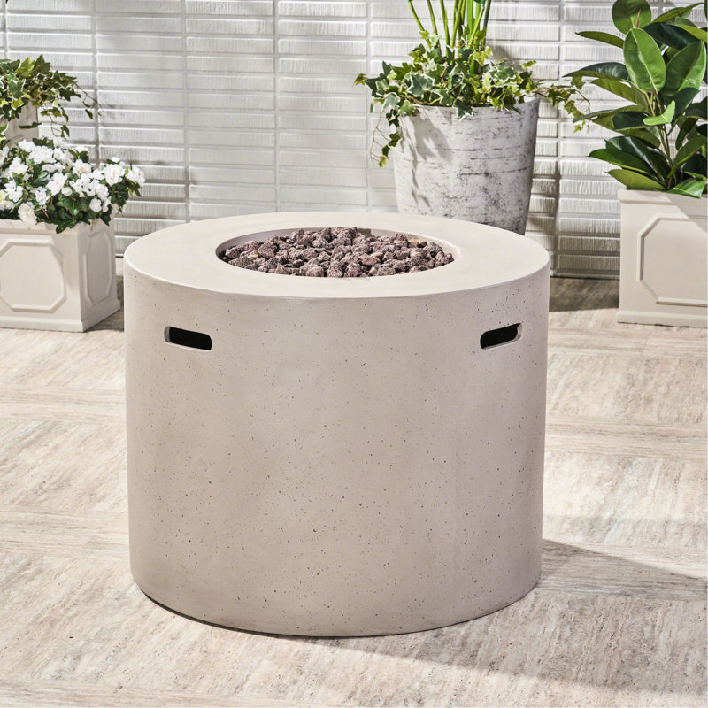 Foyer rond 31 po - 40 000, béton léger, gris, aucun assemblage requis, ajout élégant de 31,3 po de profondeur dans la cour
