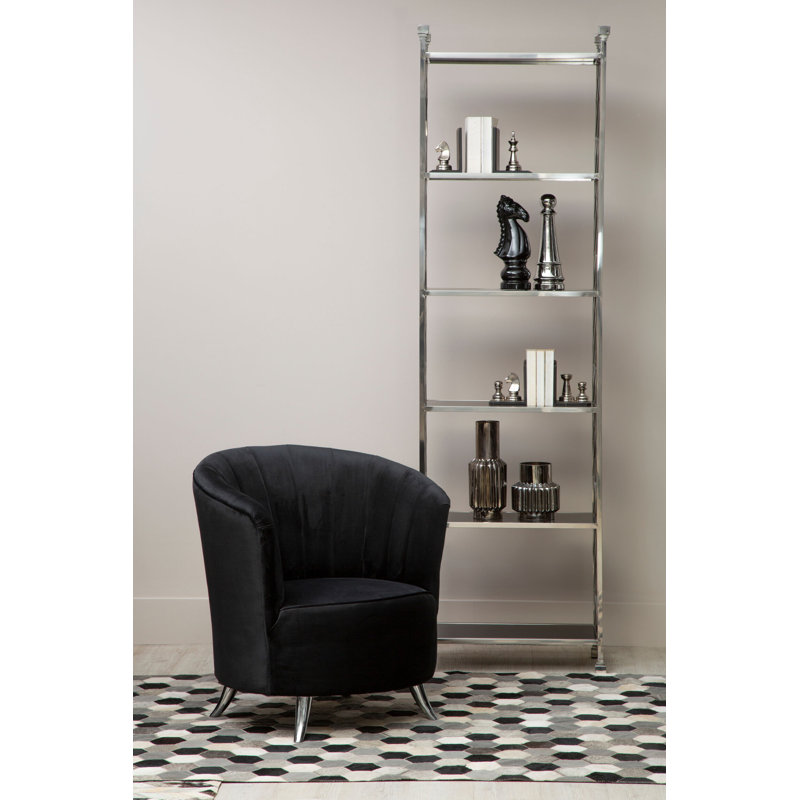 St. Charles Upholstered Barrel Chair, Black Velvet