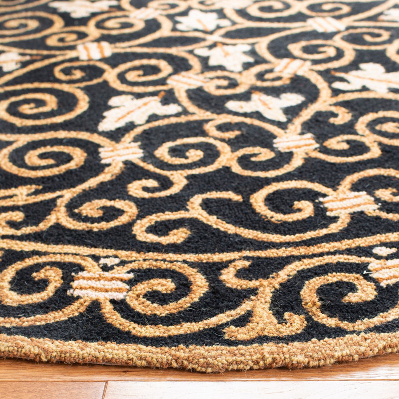 Tapis oriental en laine crocheté à la main Brayton, Rond 5 pi 6 po