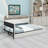 Upholstered Daybed with Storage Footstool, Shelves, Trundle, USB Charging & LED Light-1625701909
