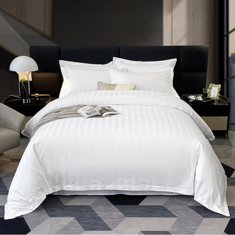 Microfiber Striped Duvet Cover with Pillowcases, Super King Duvet Cover + 2 King Pillowcases