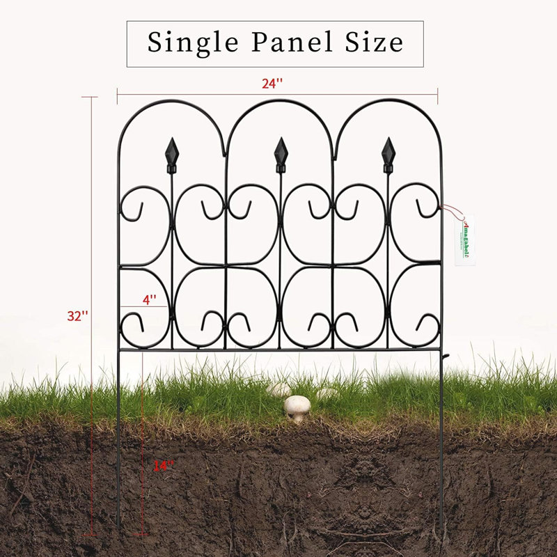 Clôture de jardin en métal à 5 panneaux et bordures pour chien 32 po (H) x 10 pi (L)