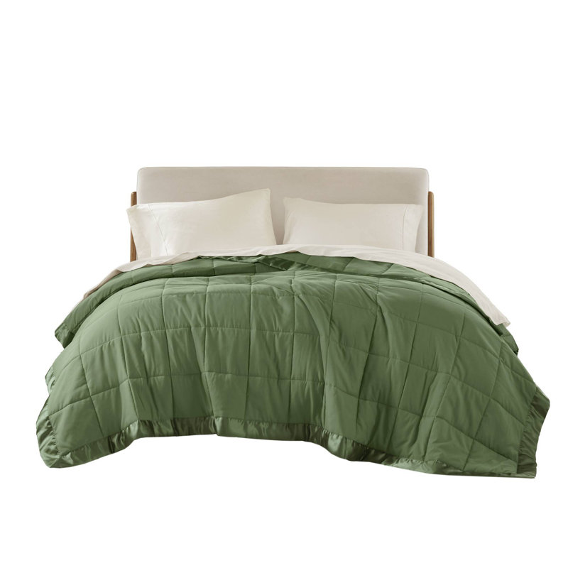 Couverture légère en microfibre de satin vert parfaite pour l'été et le printemps