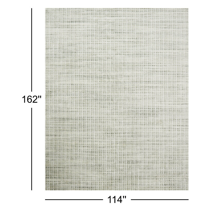 Tapis vert tissé à la main Hannon, Rectangle 9 pi 6 po x 13 pi 6 po