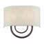 Applique murale 2 lumières ADA en bronze anglais avec abat-jour en tissu avoine fabriqué à la main avec tissu blanc à l'intérieur-611700173
