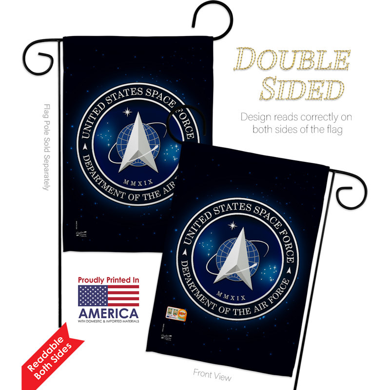 Le soutien décoratif space force-impressions de nos troupes à 2 faces de 18,5 x 18,5 po drapeau de jardin en polyester