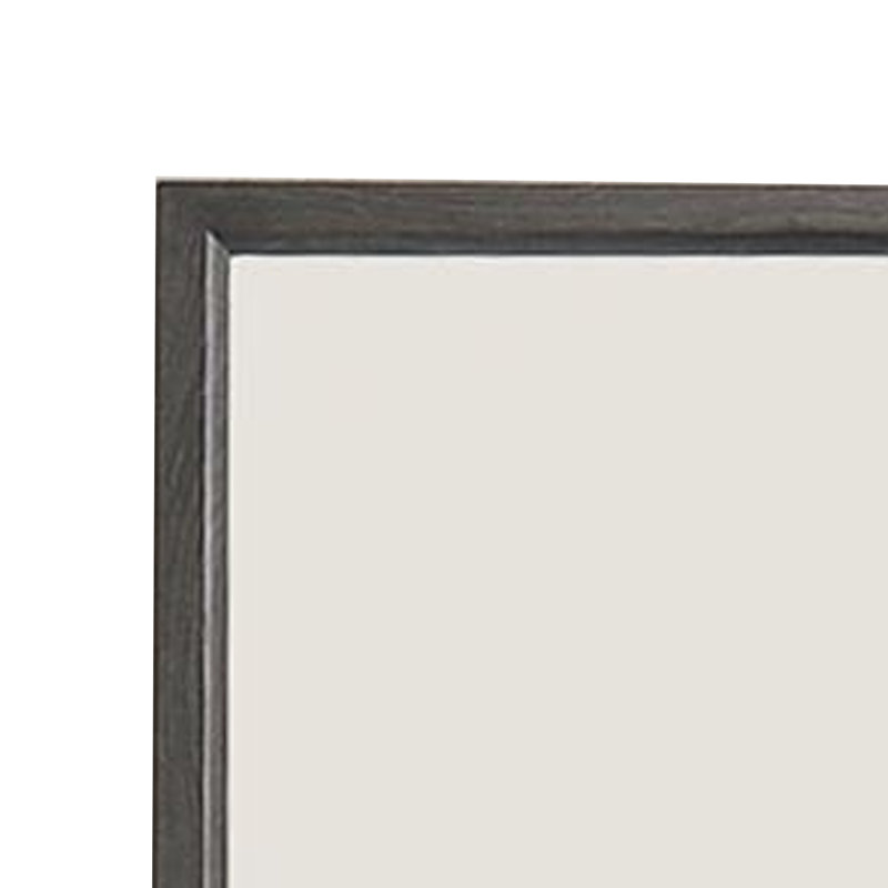Miroir de coiffeuse Erica, cadre en bois contemporain de 39 pouces, Horizontale, Gris