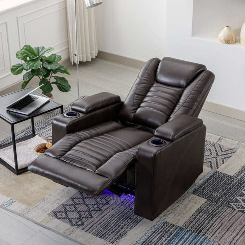 Fauteuil inclinable électrique Mykhajlo, Cuir polyuréthane brun