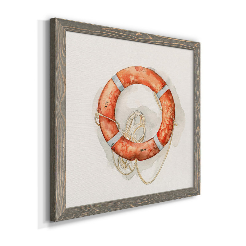 Nautical Safety I-Premium, toile encadrée - prête à être accrochée, H 17 po x l 17 po x P 1,5 po, Papier avec cadre gris