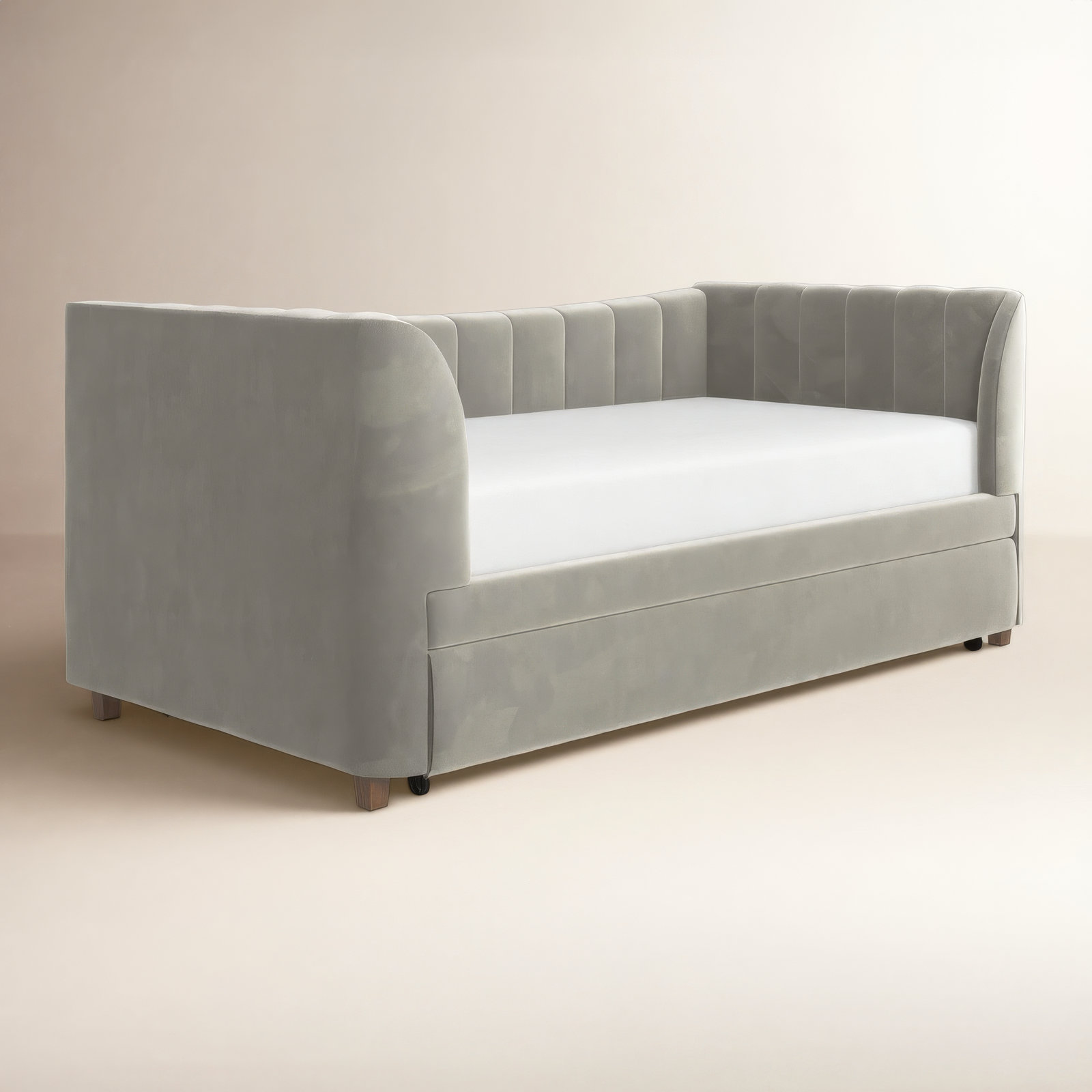 Ricketts Twin Upholstered Daybed with Trundle, Gray