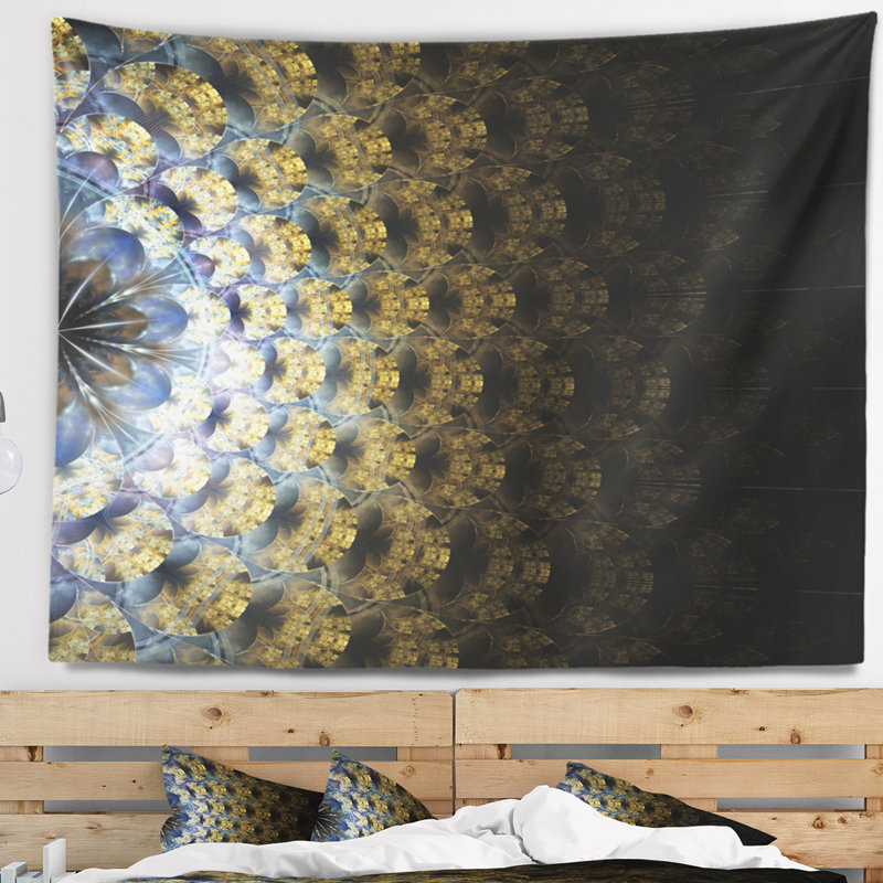 Tapisserie fleur abstraite à fleur symétrique, H 68 po x l 80 po