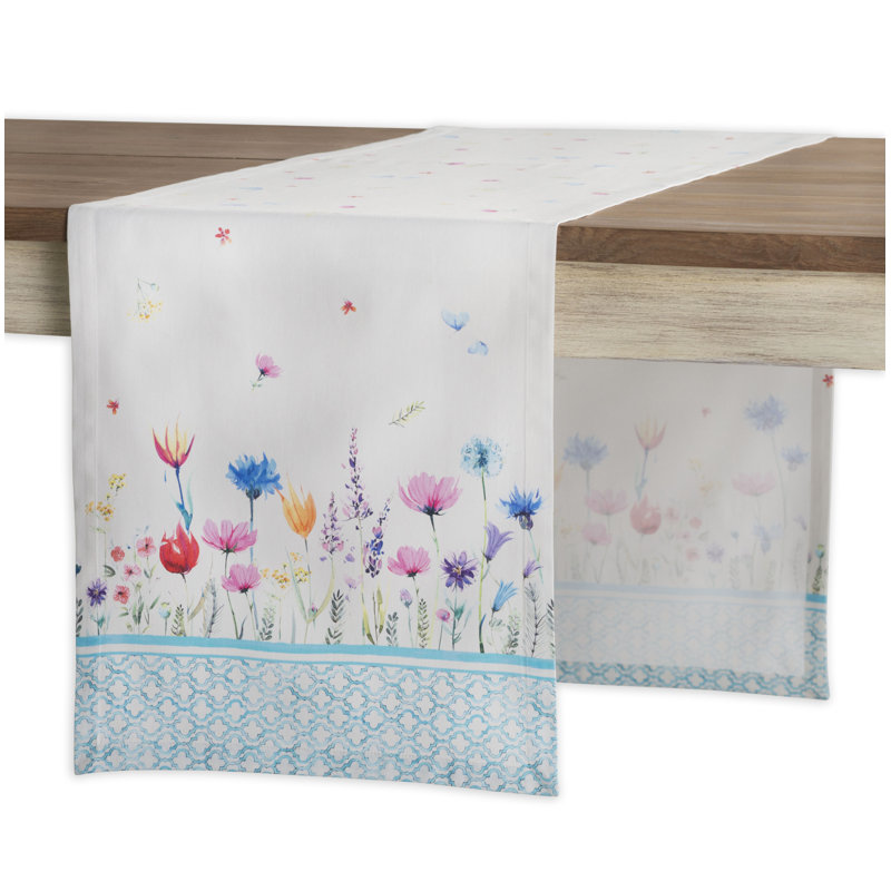 Maison d'Hermine Flower In The Field 100% Cotton Table Runner - Single Layer - 14.5" x 72", 72" L x 14.5" W
