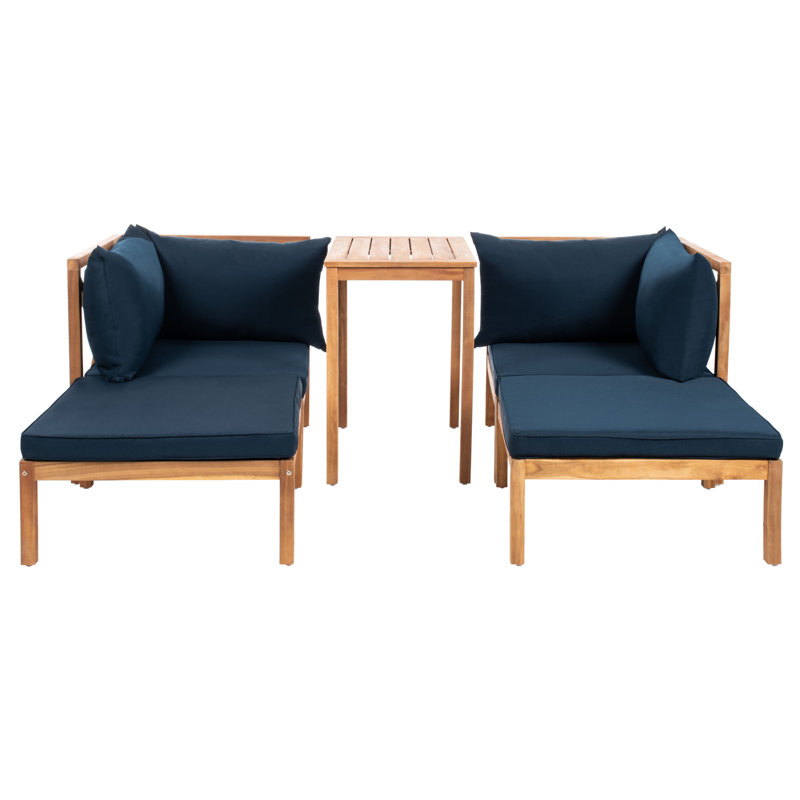 Segura Acacia 2 - Person Patio Conversation Set with Cushions, Navy, Natural