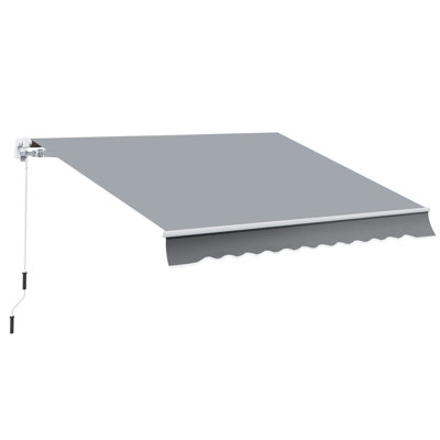 Outsunny 120'' W x 0.1'' D Polyester Gray Cover Retractable Patio Awning