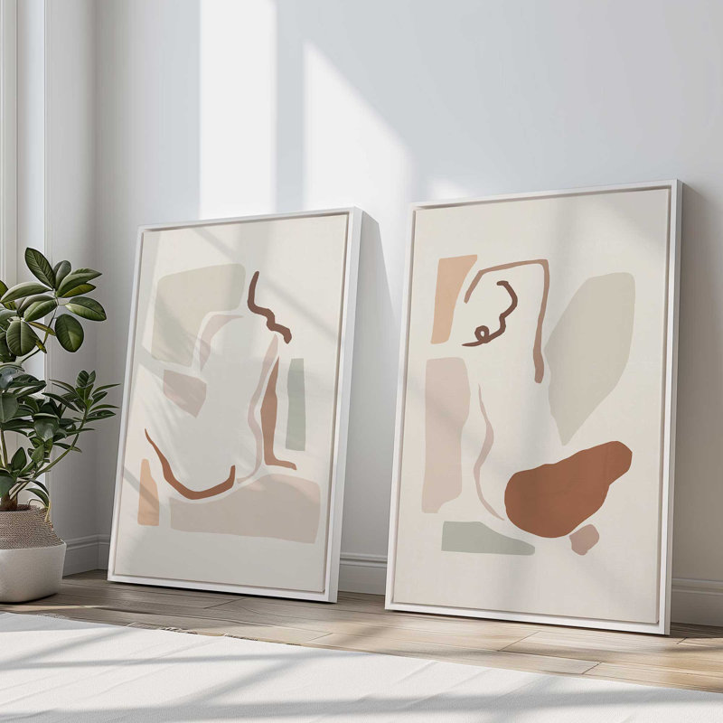 Modern Muses, ensemble de 2, reproduction sur toile encadrée, Cadre flottant en chrome poli