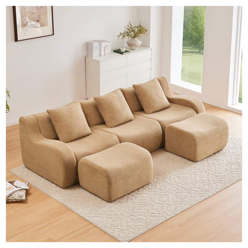 Canapé modulaire en U Camel Teddy, Brun / brun clair