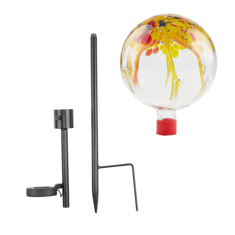 Dariann Weather Resistant Glass Abstract Gazing Ball, Orange
