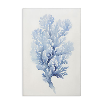Indigo Coral Shape Canvas Wall Art by Petal Prints Design