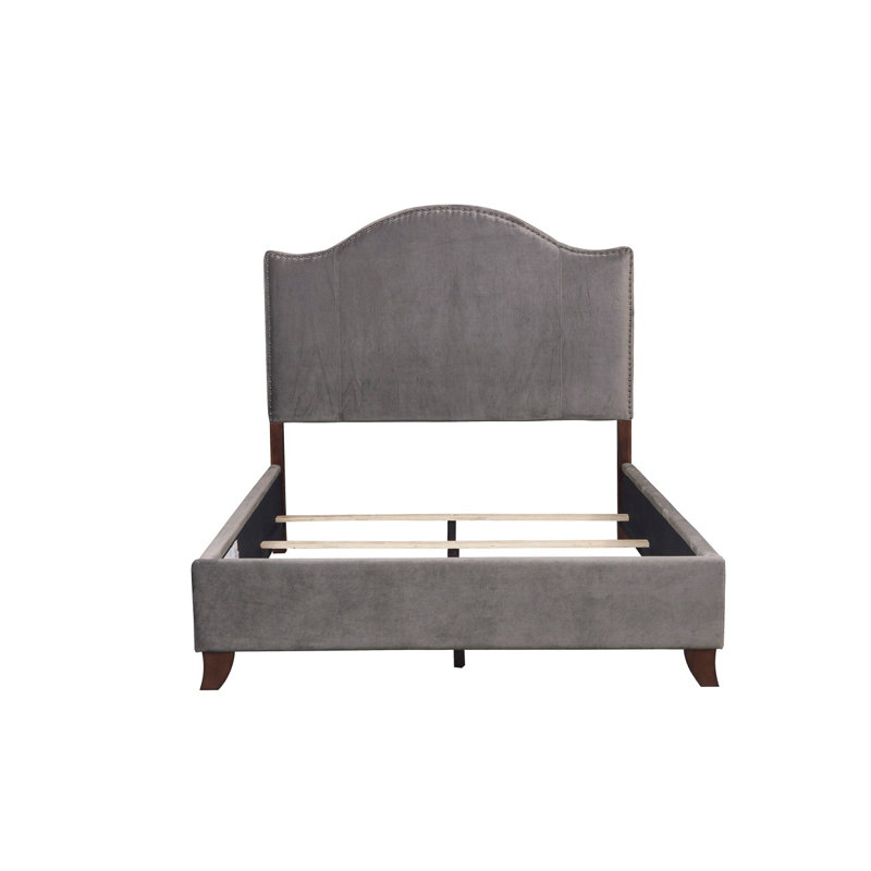 Lit tapissier en velours traditionnel, Lit double
