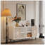Buffet Buffet, armoire de rangement avec portes bleues, 2 tiroirs à panneaux uniques et 2 compartiments de rangement ouverts, armoire de bar moderne pour la cuisine, la salle à manger