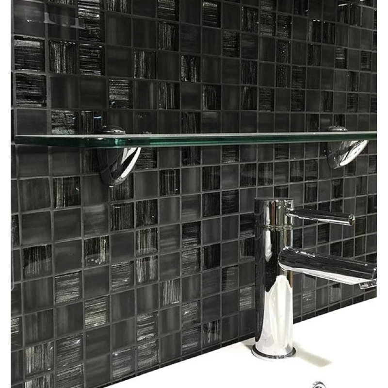 11" x 11" Straight Edge Glass Mosaic Sheet Wall & Floor Tile, Silver