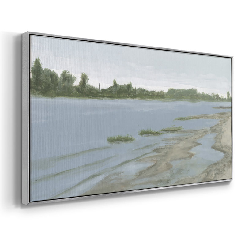 Tide Sands IV - Toile tendue avec châssis tendue, prête à être accrochée, H 17 po x l 33 po, Argent argent