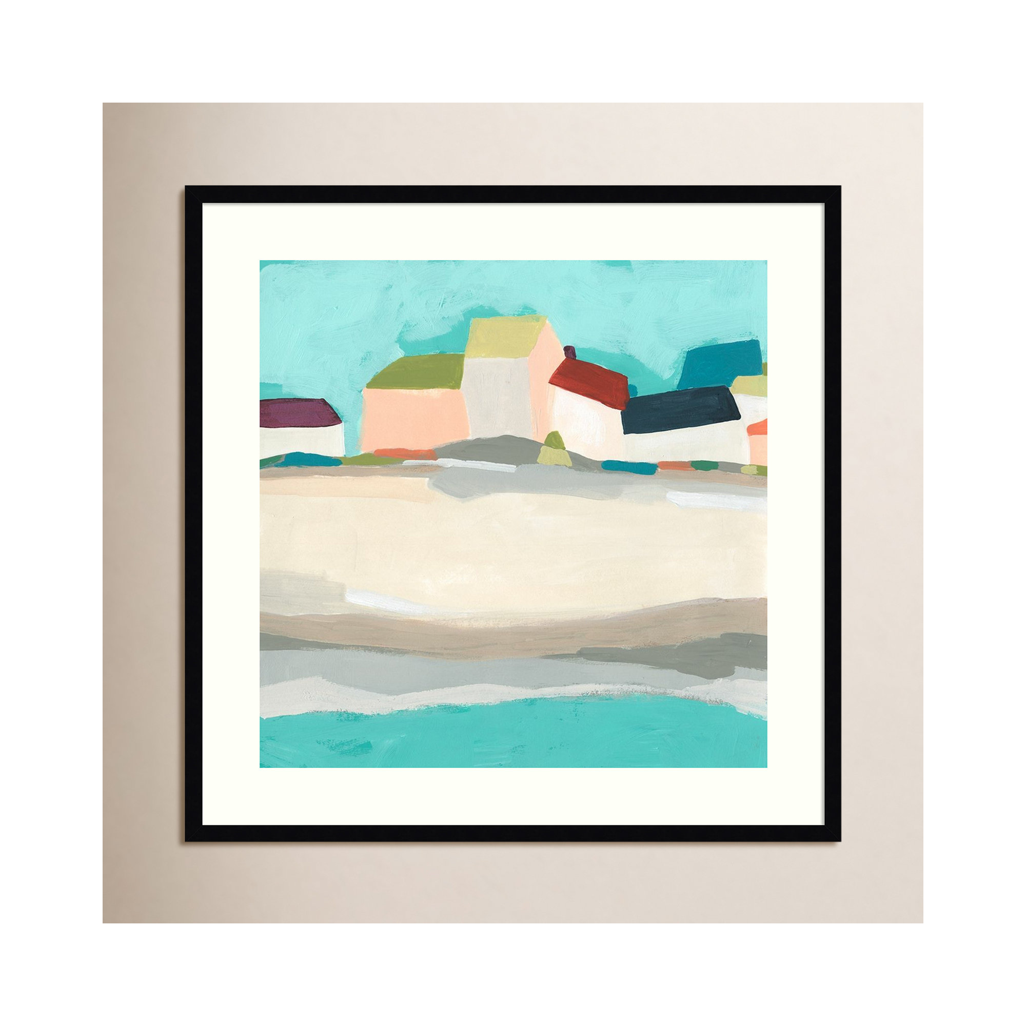 Coastal Village I by June Erica Vess, Black Framed Paper, 25" H x 25" W