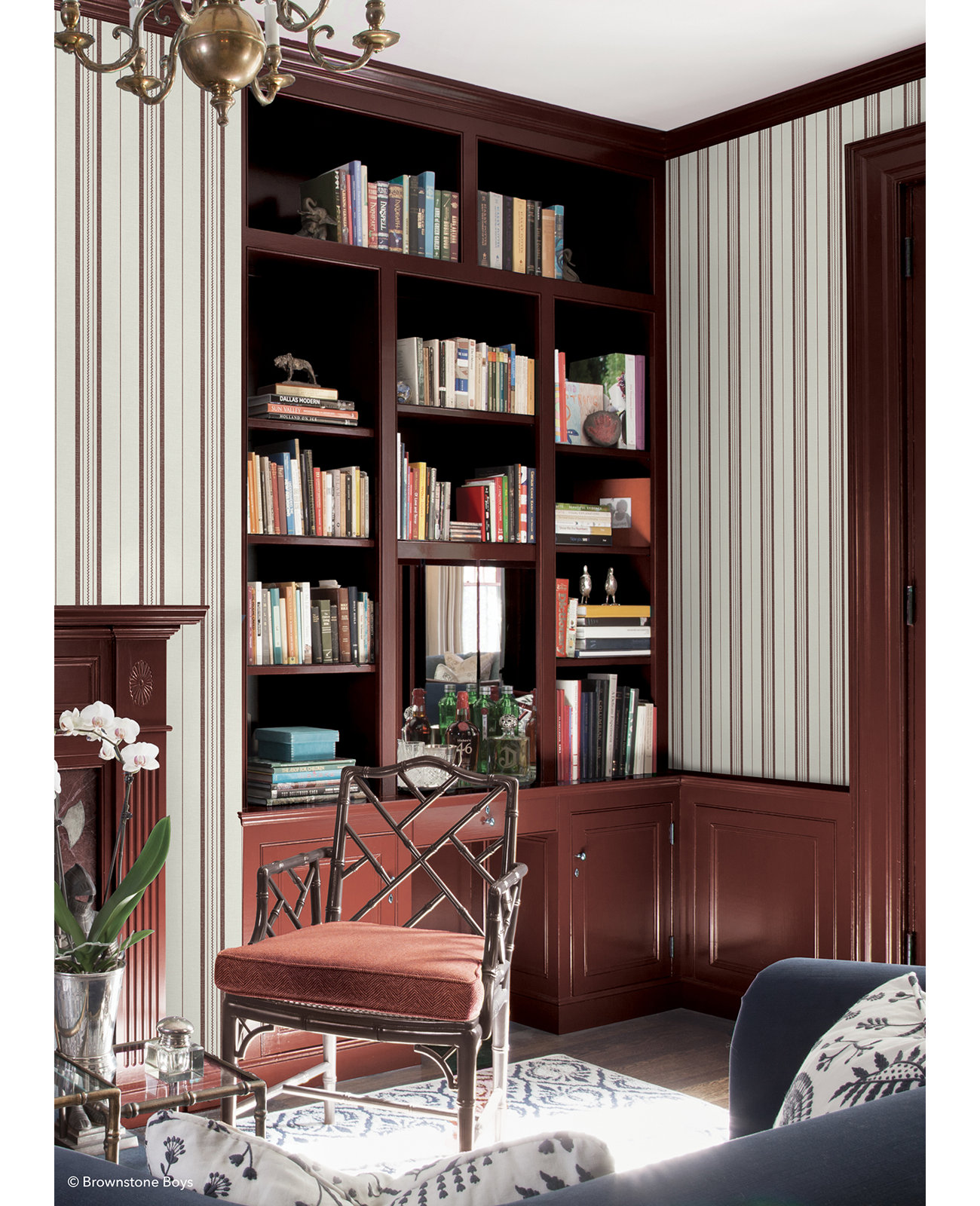 Townhouse Stripe Self-Adhesive Wallpaper Double Roll, Red