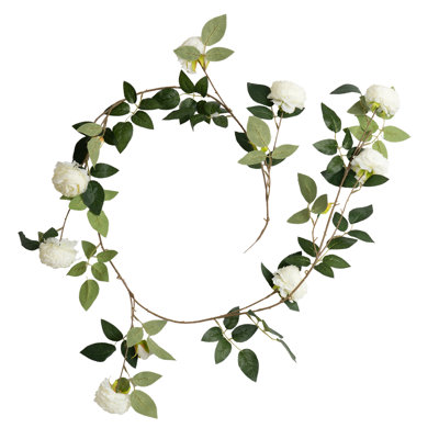 180cm Faux Camellia Rose Garland Off White