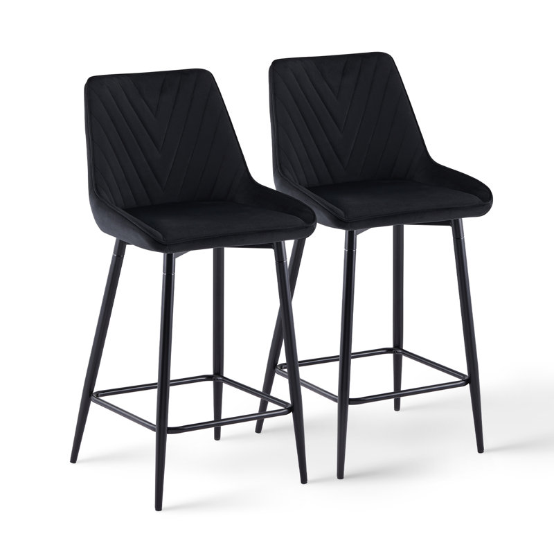 Slivno Upholstered Counter Stool with Metal Frame, Black