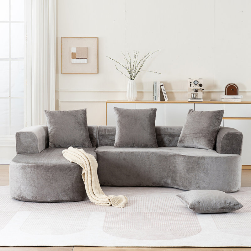 Modular Sectional Sofa with L-Shape Chaise, Gray