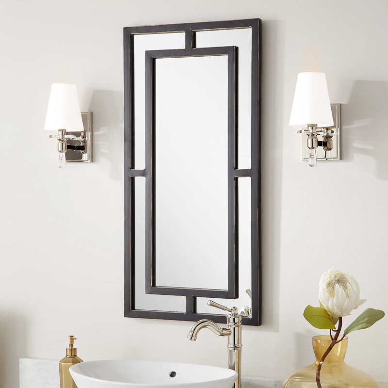 Austi Decorative Bathroom Vanity Mirror, Black Powder Coat