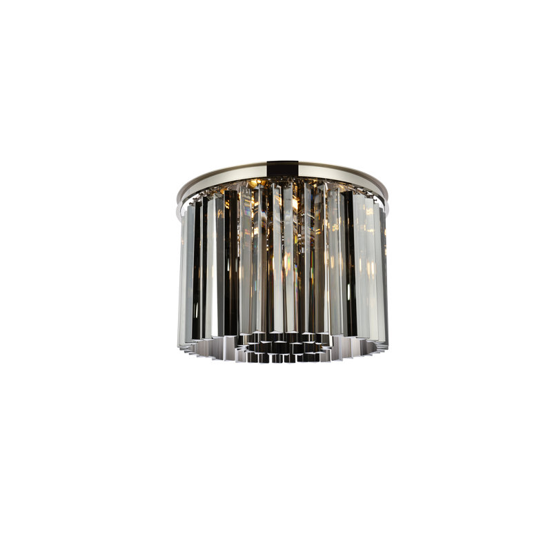 Yazmin Flush Mount, Silver Shade (Grey), Polished Nickel