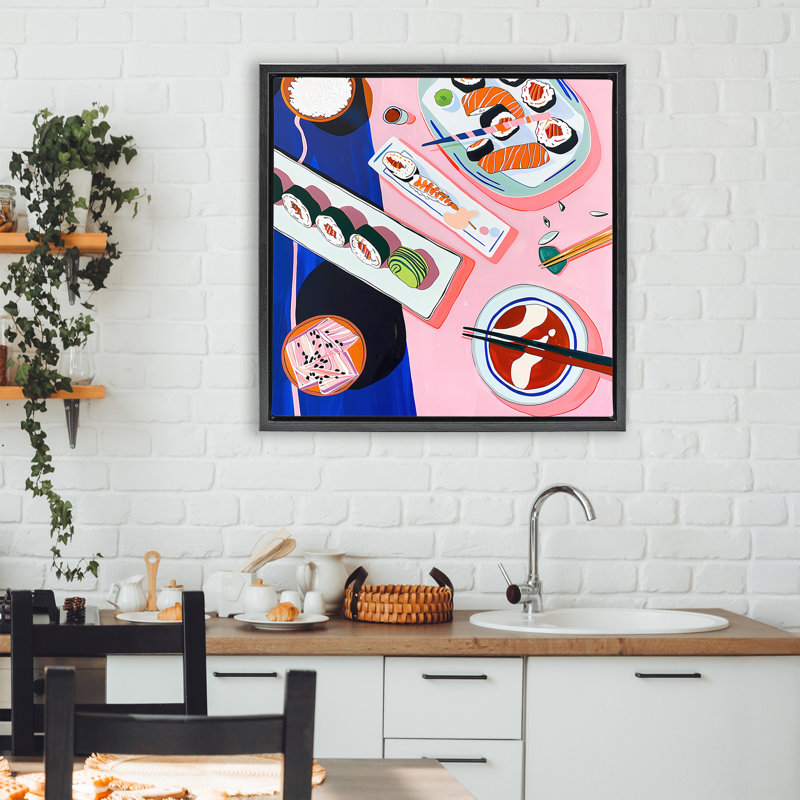 Cadre flottant vibrant avec plateau à sushi, design de Walker Noble, H 25 po x l 25 po, Cadre flottant noir de jais