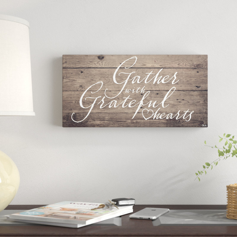 Reproduction d’art textuel « Grateful Hearts » par Olivia rose-toile tendue, H 12 po x l 24 po x P 1,5 po