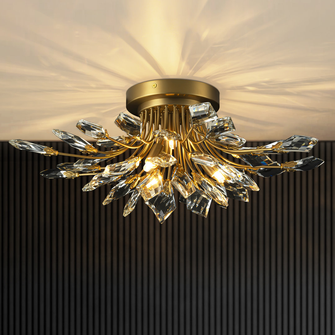 Kaianna 4 - Light Dimmable Unique/Statement Sputnik Flush Mount with Crystal Accents House of Hampton® Fixture 
