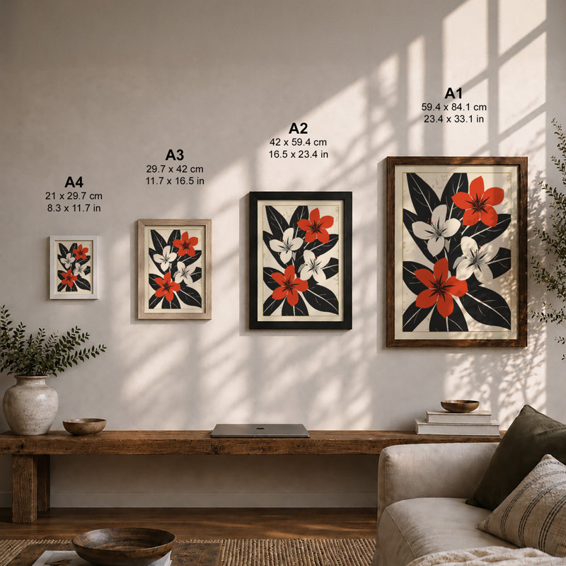 Symmetry in Bloom Botanical - Framed Print, A4 - 29.7 x 21.0 cm, Oak