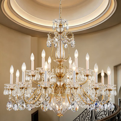 18-Light Maria Theresa Candle Brass Crystal Chandelier