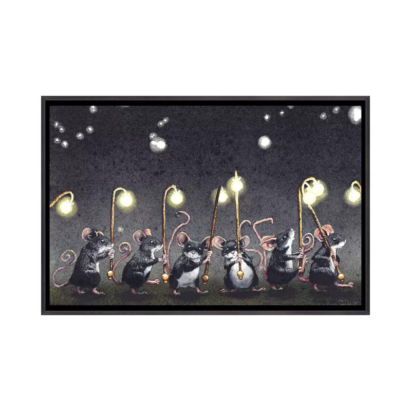 "Nightlights" par Maggie Vandewalle-reproduction d’art, H 18 po x l 26 po x P 1,5 po, Toile avec cadre noir patiné