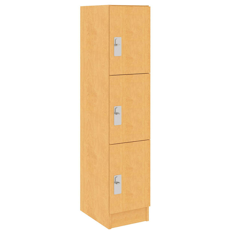 Armoire de salle de classe simple à trois compartiments avec porte, Érable